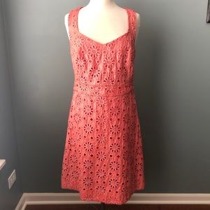 Maeve Anthropologie Coral Pink Eyelet Dress